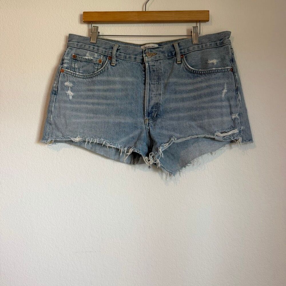 Agolde Swapmeet Blue Denim Parker Vintage Cut-Off Jean Shorts Women's Size 32 - Picture 2 of 7